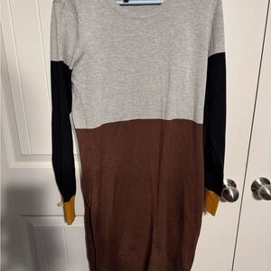 Stylish Gray and Brown Colorblock Dress